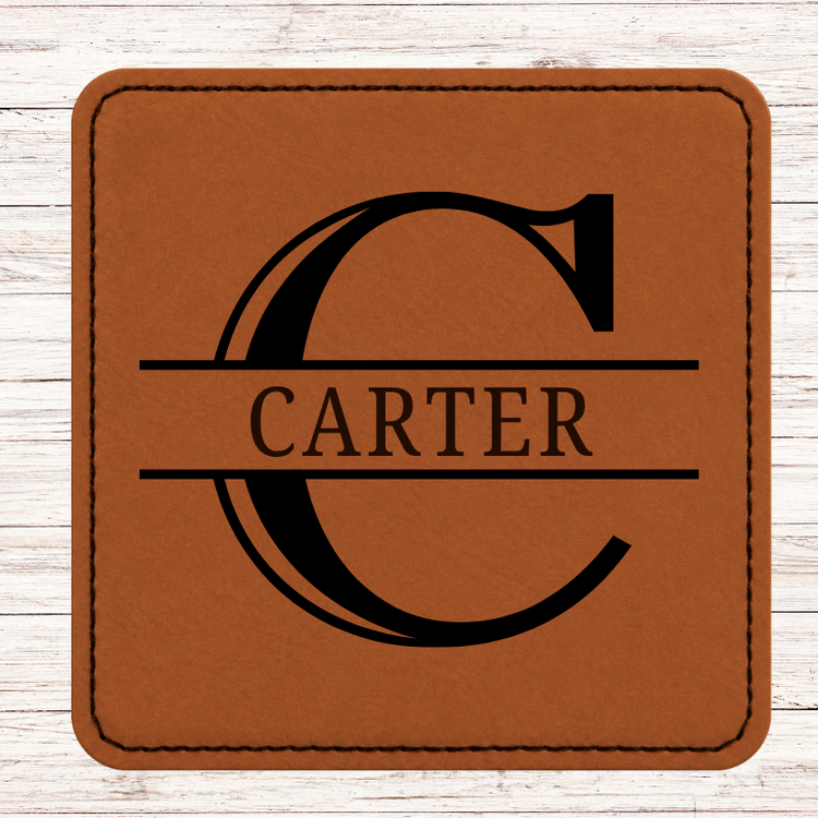 Leather Coaster - Set of 6 - Basic Monogram