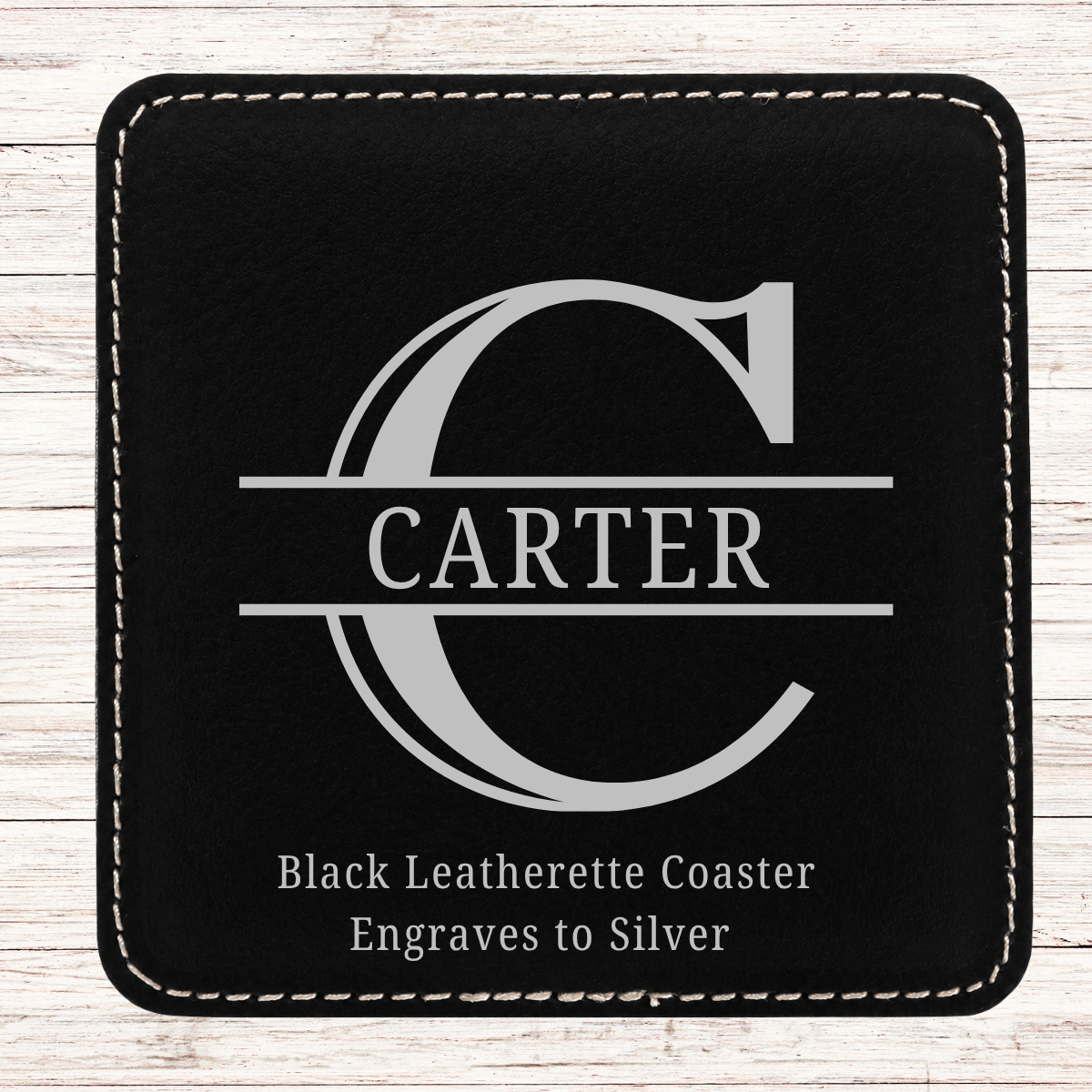 Leather Coaster - Set of 6 - Basic Monogram