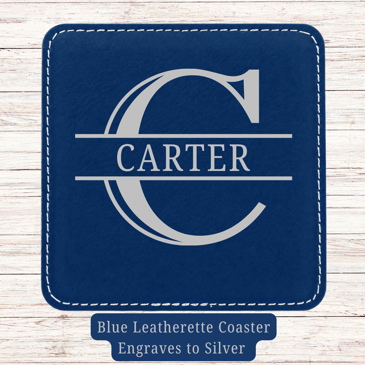Leather Coaster - Set of 6 - Basic Monogram