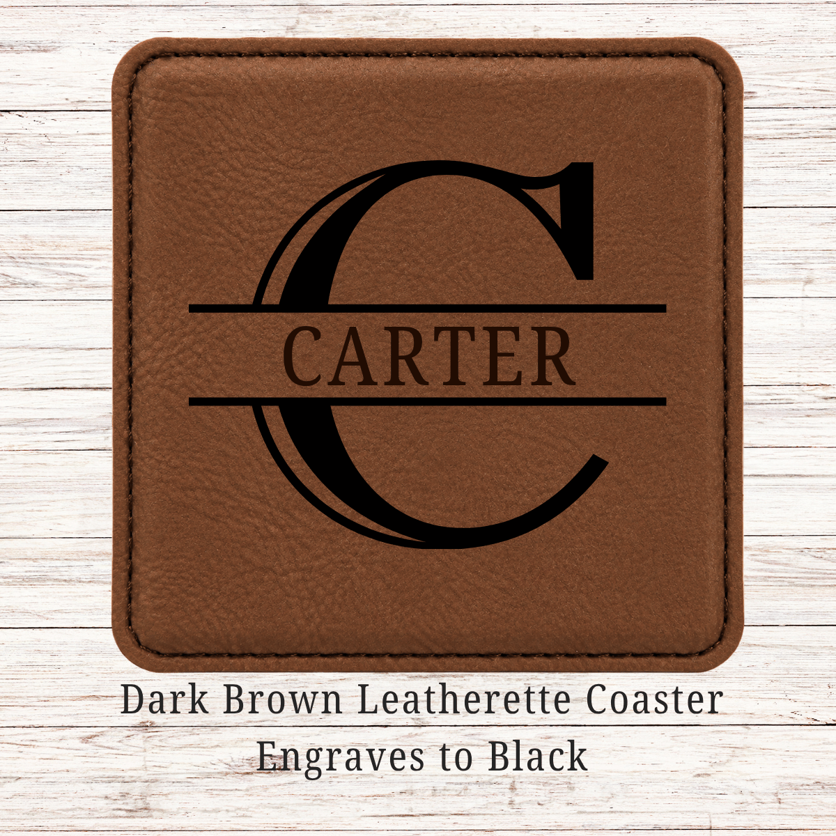 Leather Coaster - Set of 6 - Basic Monogram