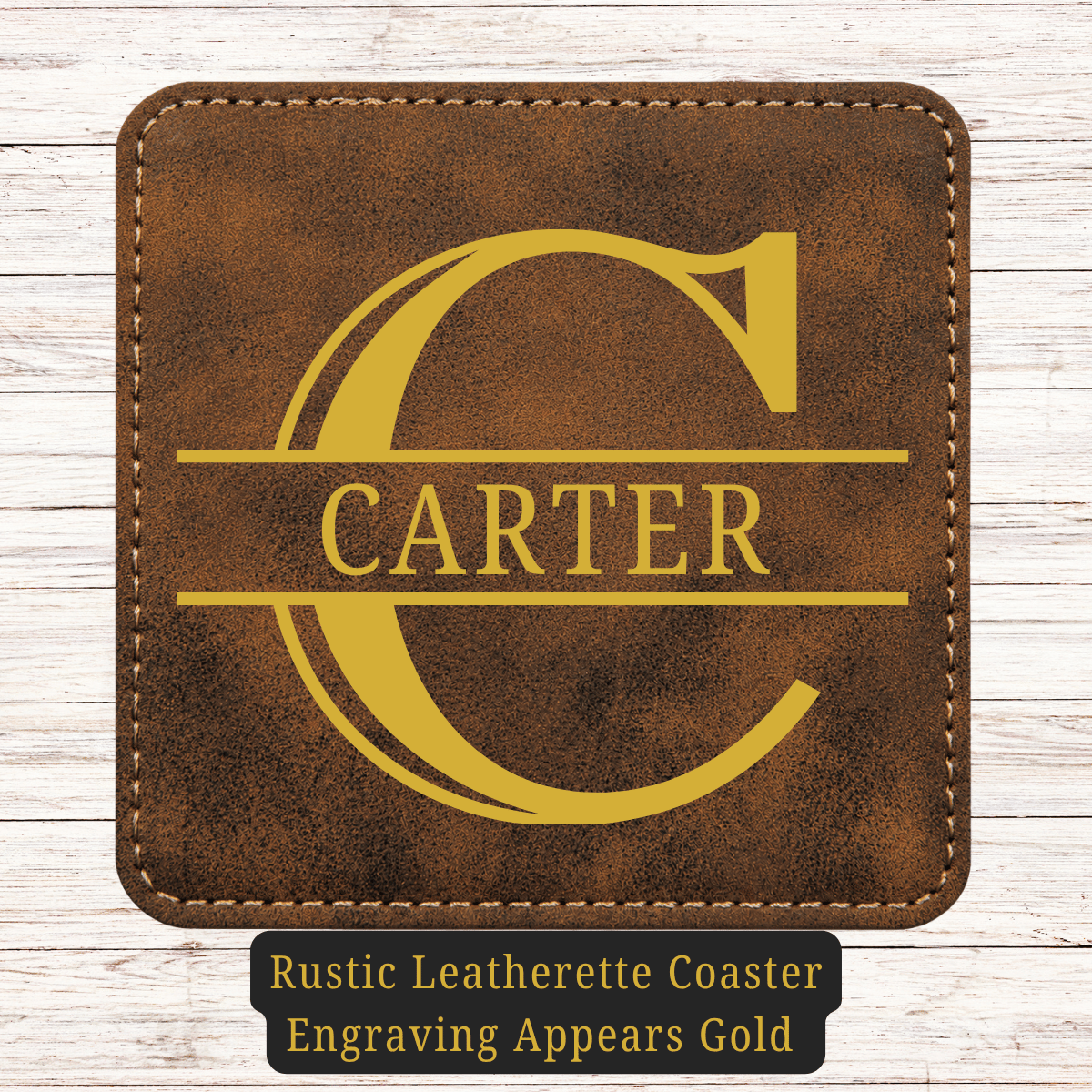 Leather Coaster - Set of 6 - Basic Monogram