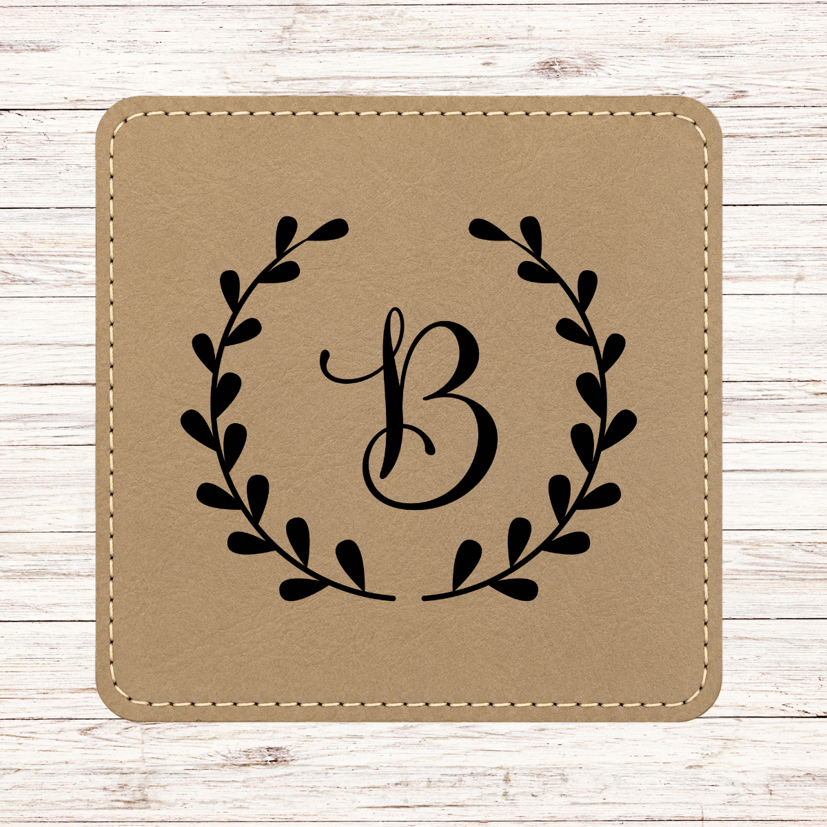 Leather Coaster - Set of 6 - Floral Monogram