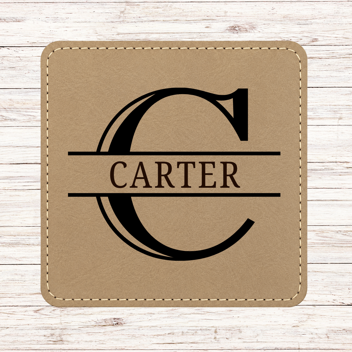 Leather Coaster - Set of 6 - Basic Monogram