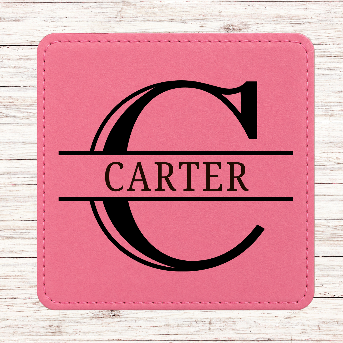 Leather Coaster - Set of 6 - Basic Monogram