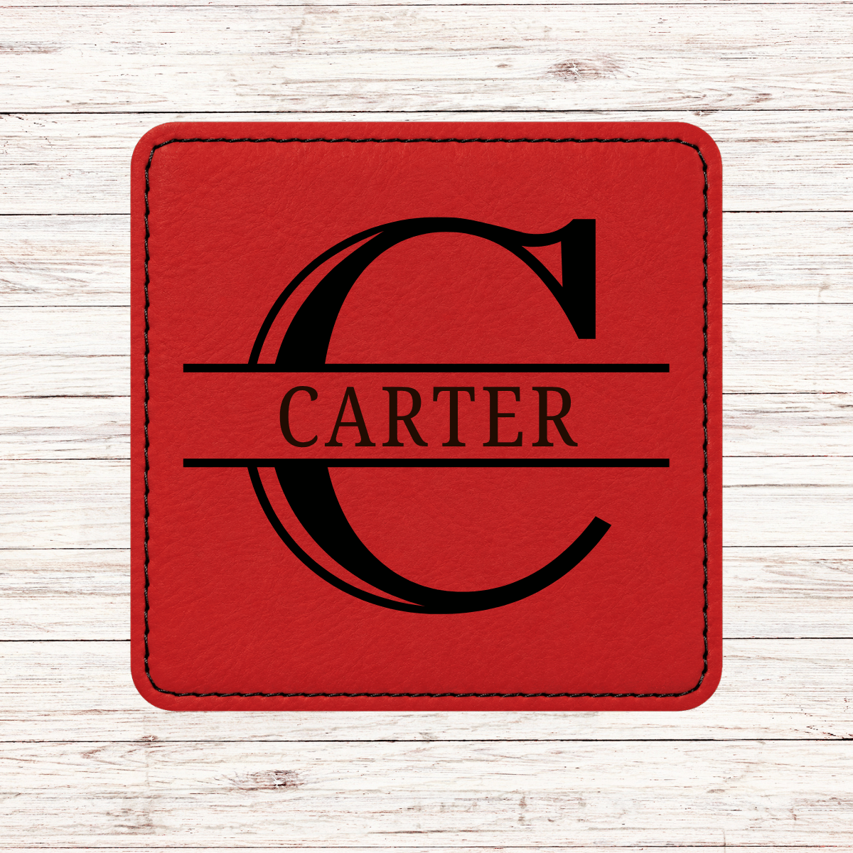 Leather Coaster - Set of 6 - Basic Monogram