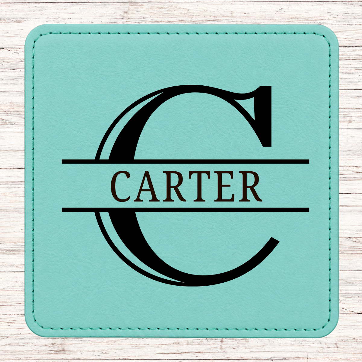Leather Coaster - Set of 6 - Basic Monogram