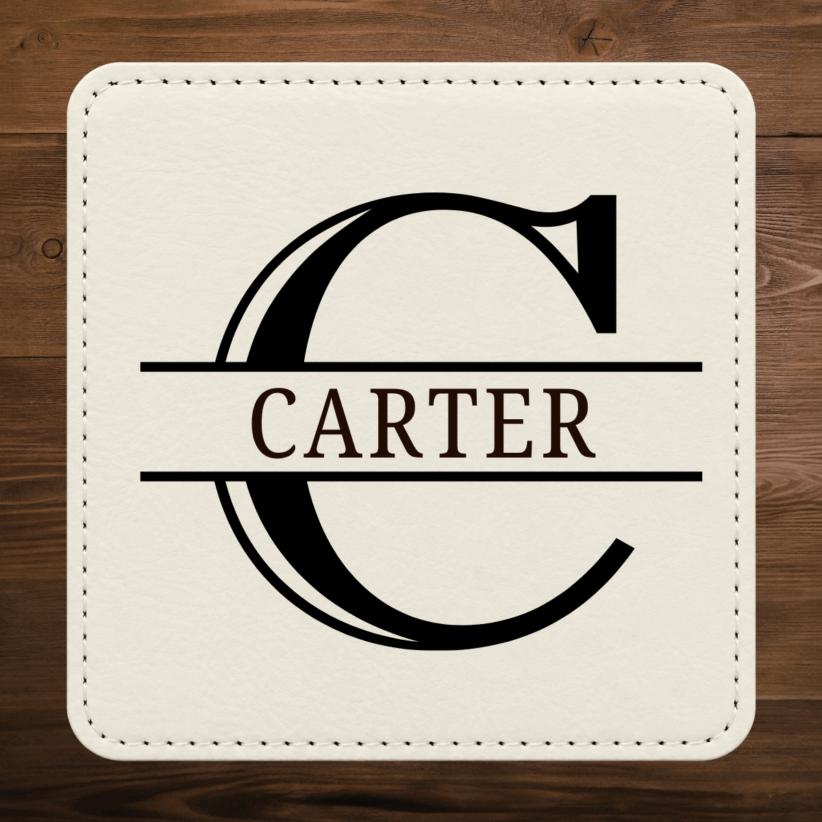 Leather Coaster - Set of 6 - Basic Monogram